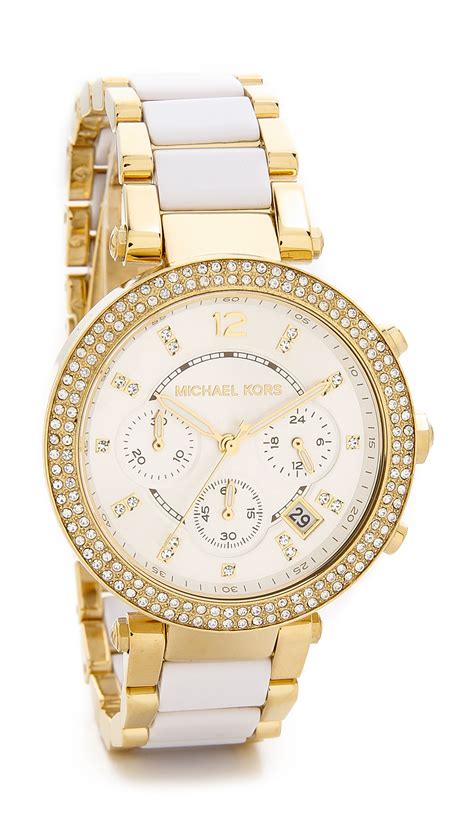 michael kors white gold watch.